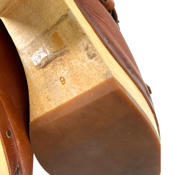 Madewell Womens Leather Fringe Clog Platform Shoe Round Toe Size 6US Brown - Picture 9 of 10